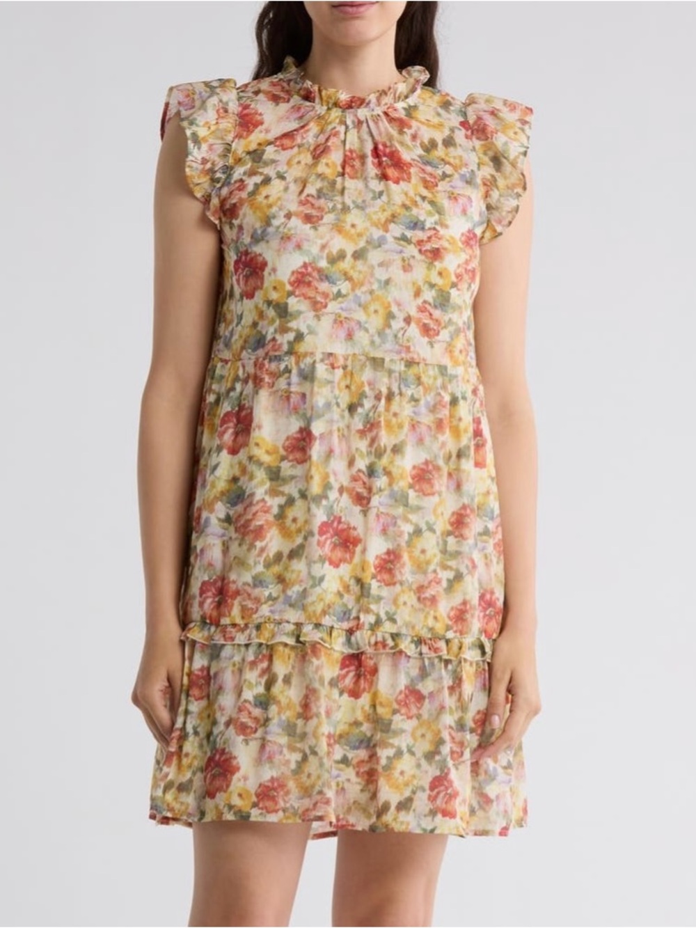 Melloday Floral Ruffle Tiered Mini Dress